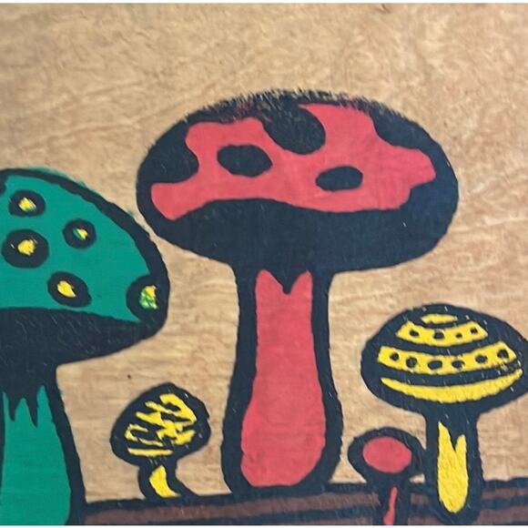 Mushroom Basket Purse Vintage Hand Painted Retro Kitsch Lined Made in Hong Kong - Picture 8 of 16